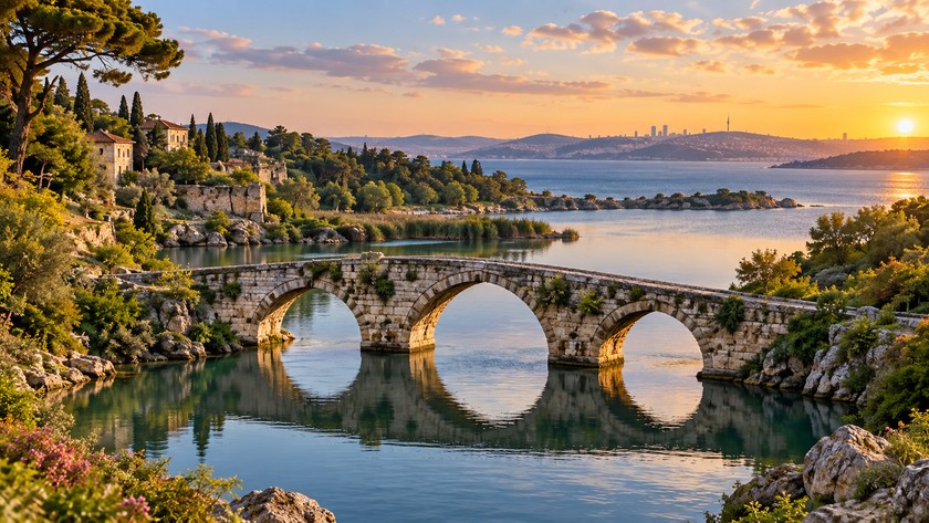 Büyükçekmece köprü ve göl kıyısı