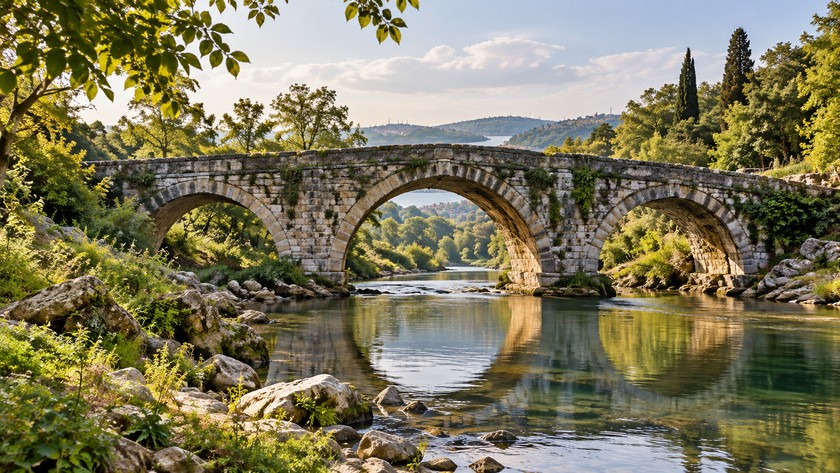 Köprü ve dere peyzajı